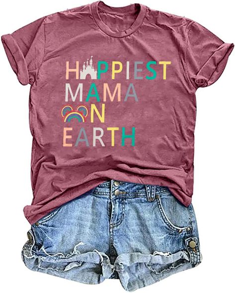 PRICES MAY VARY. cotton blend Imported Pull On closure Machine Wash Material : This Happiest Mama On Earth Shirt is made of soft and comfy 60% polyester, 35% cotton and 5% spandex and you will feel comfortable because it is friendly to your skin. It makes you very comfortable to wear. Features: Women Happiest Mama On Earth Shirt, Women Magic Kingdom Mom T Shirts, Castle Graphic Tees, Funny Family Vacation Short Sleeve Tops. The well-loved classic round neck can perfectly show the lines of your n Kingdom Castle, Magic Kingdom Castle, Graphic Tees Funny, It's My Birthday Shirt, Mom T Shirts, Mothers Day Weekend, Disney Mom, Happy Mama, Family Humor