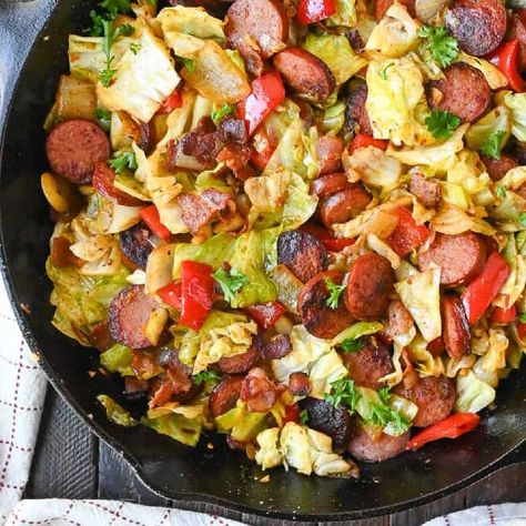 Cabbage Recipes With Sausage, Fried Cabbage And Sausage, Cabbage And Smoked Sausage, Cabbage Recipes Southern, Fried Cabbage With Sausage, Cabbage Skillet, Fried Cabbage Recipes, Kielbasa And Cabbage, Southern Fried Cabbage