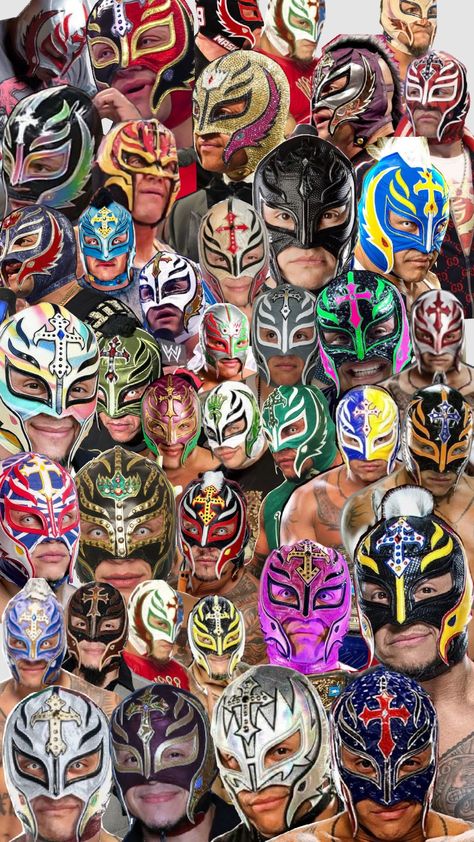 rey Mysterio masks collection #reymysterio #wwe #wwf #mask #masks #nxt #dominik #rey #smackdown #raw #collage #viral Rey Mysterio Wallpapers, Rey Mysterio Costume, Rey Mysterio Mask, Wwe Rey Mysterio, Masked Wrestlers, Wwe Edge, Wwe Mask, Roman Reigns Shirtless, Undertaker Wwe