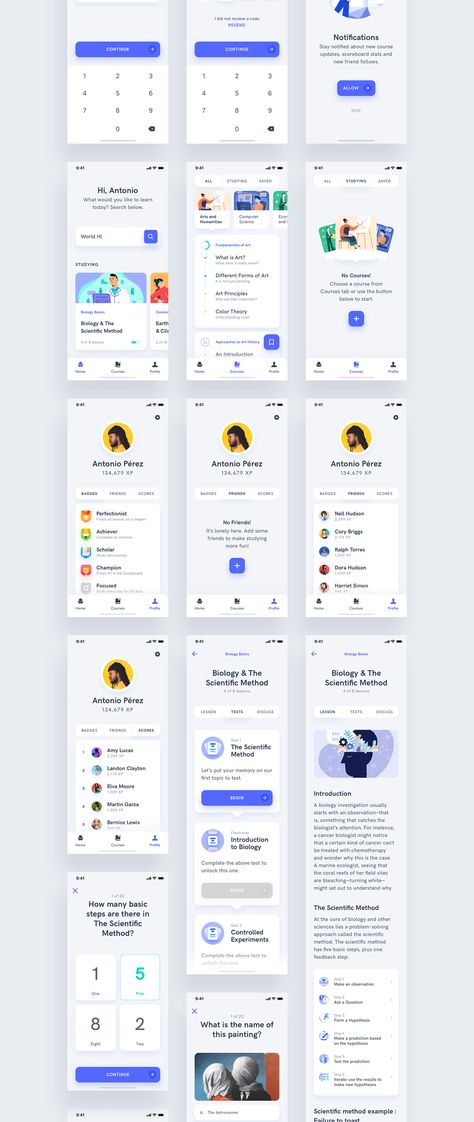 Estudio - Educational Mobile App UI Kit on Behance Application Ui Design, Education Application, Theme Dark, Studio App, Mobile Application Design, Mobile App Design Inspiration, App Interface Design, Ui Ux Designer, Sketch App