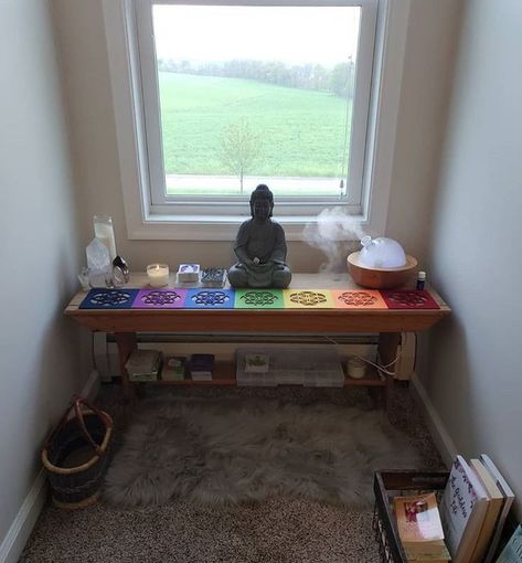 Meditation Tables, Angel Altar, Desk Fountain, Crystal Room Decor, Home Yoga Room, Meditation Table, Spiritual Room, Reiki Room, Meditation Room Decor