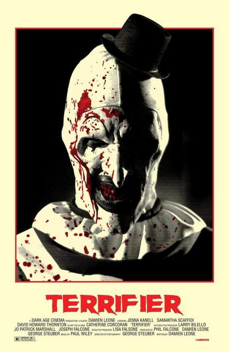 Scary Movie Posters Horror Films, Art The Clown Poster, Art Crispies Terrifier, Terrifier Movie Poster, Terrifier Poster, Scary Movie Poster, Terrifier 2, Ice Nine Kills, Character Posters