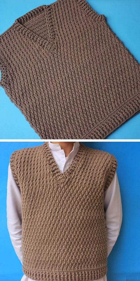 Mens Crochet Vest, Crochet Mens Vest, Crochet Vest Men, Crochet Vest Tutorial, Crochet Vest Outfit, Vest Tutorial, Alpine Stitch, Vest Outfits Men, Beginner Patterns