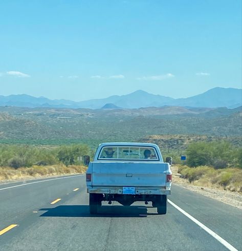 Blue Pickup Truck Aesthetic, Cowboy Truck Aesthetic, Blue Old Car Aesthetic, Roadtrip Car Aesthetic, Vintage Roadtrip Aesthetic, 90s Road Trip, Old Pick Up Truck Aesthetic, Vintage Truck Aesthetic, Chevy Trucks Aesthetic