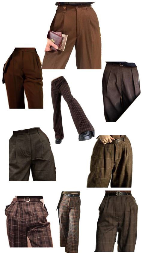 Thrift goals for brown pants Brown Dress Pants Outfit, Brown Pants, Pants, Quick Saves, Trousers