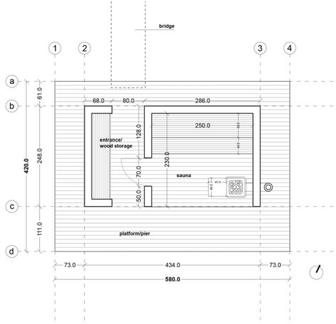 Swedish Lake Sauna | Small Architecture Sauna Exterior Design, Sauna Floor Plan, Sauna Drawing, Floating Sauna, Basement Sauna, Siding Detail, Scandinavian Saunas, Small Architecture, Luxury Pools Indoor