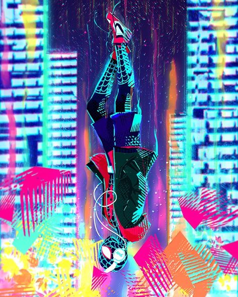 All Spiderman, Miles Spiderman, Image Spiderman, Into The Spider Verse, Miles Morales Spiderman, Glitch Wallpaper, Spider Art, Marvel Superhero Posters, Spiderman Artwork