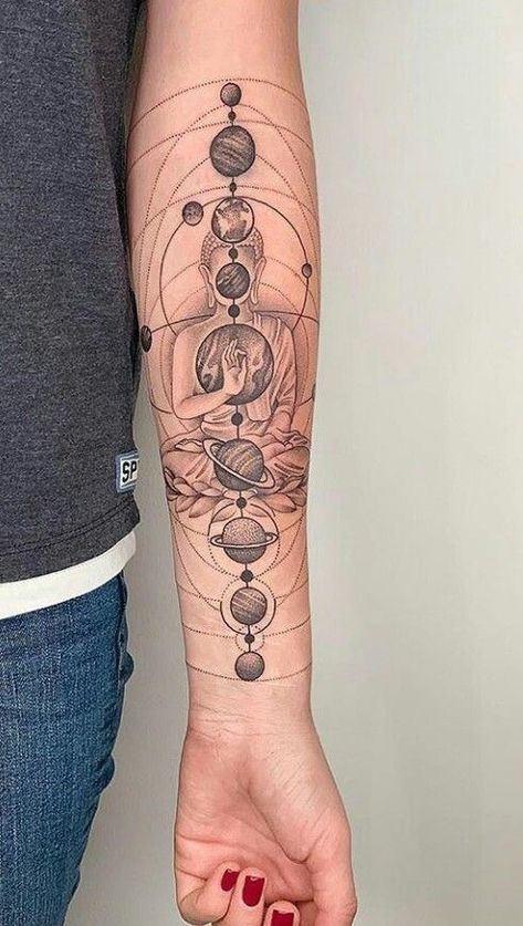 Chakra Tattoo, Hippie Tattoo, Planet Tattoos, Galaxy Tattoo, Muster Tattoos, Tattoos Geometric, Dope Tattoos For Women, Sleeve Tattoos For Women, Tattoo Sleeve Designs