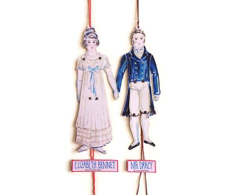 Elizabeth Bennet & Mr Darcy - Pride and Prejudice - Jane Austen - Jumping Jack - Pantin - Puppet Paper Doll Toy - Card - Gift - Party Decor Mr Wickham, Jane Austen Fan Art, Jane Austen Party, Pride And Prejudice Elizabeth, Puppet Paper, Nativity Animals, Darcy Pride And Prejudice, Jane Austen Gifts, Jumping Jack