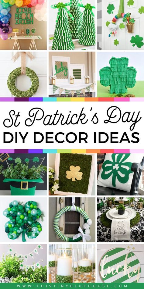 Celebrate St Patrick's day with these fun and gorgeous DIY Decor Ideas. These fun and creative DIY Decor Ideas For St. Paddy's are a great way to make St. Patrick's day extra festive. #DIYDecorStPatricksDay #StPatricksDayDecor #StPatricksDayDIYDecorIdeas #StPaddysDayDecor #StPaddysDayDIYDecorIdeas Diy St Patricks Day Decor, St Patricks Decorations, Shamrock Garland, St. Patrick's Day Diy, Fete Saint Patrick, St Patric, St Patricks Crafts, St Patrick's Day Decor, Holiday Prep