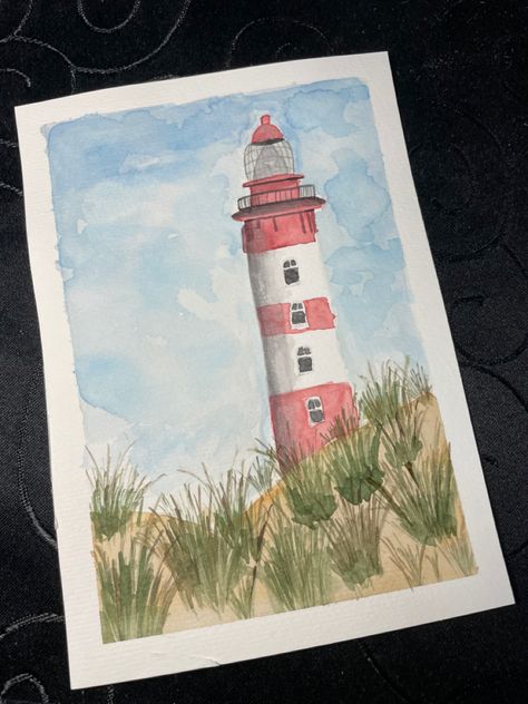 Light House Watercolor, Watercolour Lighthouse, Watercolor Seascapes, Watercolor Quotes, Painting Lighthouse, Painting Basics, Lighthouse Watercolor, Watercolor Painting Easy, Watercolor Pencil Art