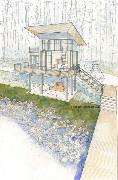 Sims Design, Contemporary Modern House, Hotel Concept, Cabin House Plans, Tower House, Contemporary House Plans, Plan Ideas, Small Cabin, Interior Concept