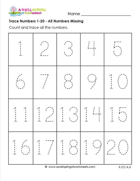 Trace Numbers 1-20 - In these six number tracing worksheets kids trace all the numbers, half the numbers or only a few of the numbers. Helpful for number writing practice and counting in order. Would work well for assessments, too. 123 Worksheets, Trace Numbers, Number Writing Practice, Number Worksheets Kindergarten, Numbers Worksheet, Preschool Tracing, Numbers Kindergarten, Worksheets For Kindergarten, Kindergarten Printables