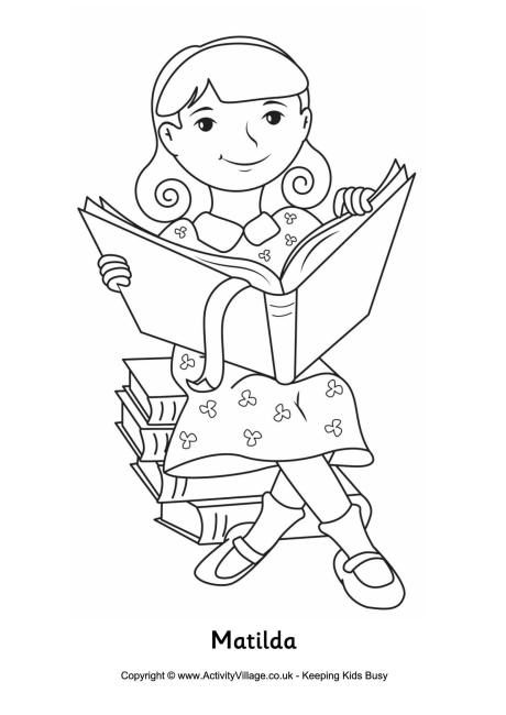 Matilda colouring page Matilda Activities, Matilda Birthday Party, Crafts Based On Books, Reading Fair Projects, Roald Dalh, Roald Dahl Party, Matilda Party, Roald Dahl Characters, Matilda Broadway