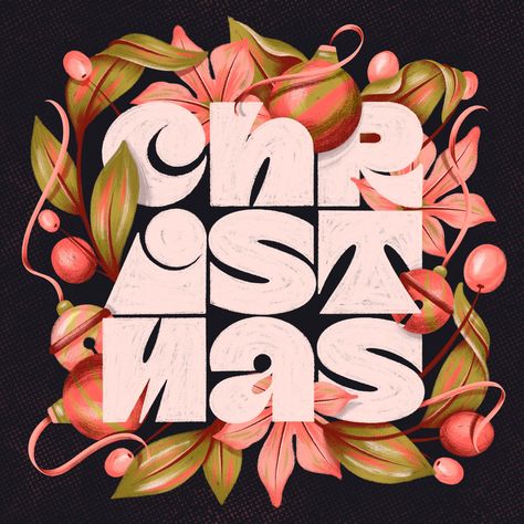 Christmas Fonts Free, Floral Typography, Holiday Fonts, Lettering Illustration, Magical Images, Ipad Lettering, Christmas Fonts, My Type, Types Of Lettering