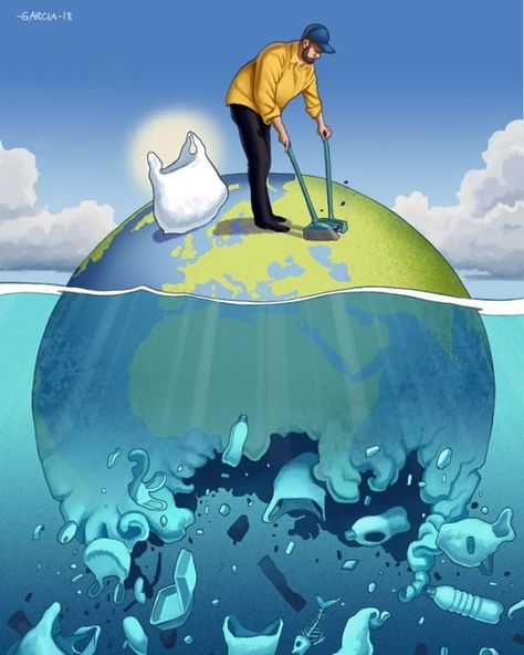 Daniel Garcia, Satirical Illustrations, Water Pollution, Art Painting Acrylic, Save Earth, Environmental Art, Art Plastique, Surreal Art, Mother Earth