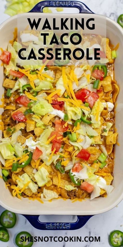 Walking Taco Casserole, Walking Taco, Walking Tacos, Taco Casserole, Beef Casserole Recipes, Ground Beef Recipes For Dinner, Mexican Food Recipes Easy, Recipes For Dinner, Easy Casserole Recipes