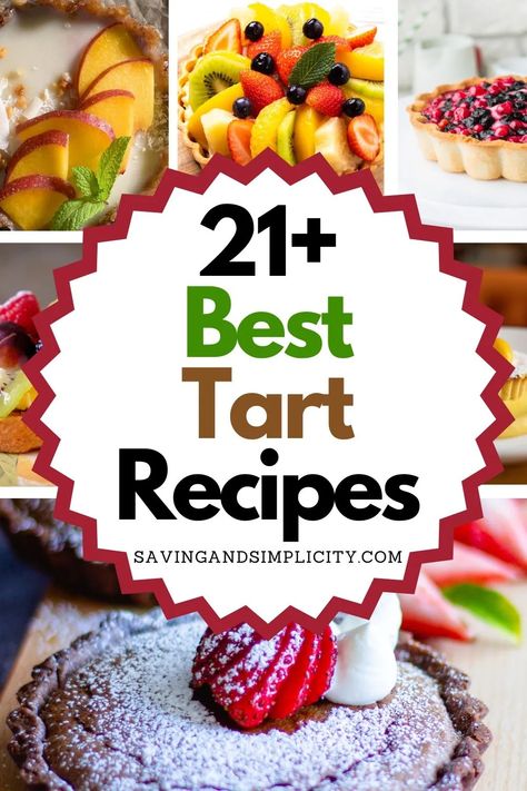 Craving something sweet?  21+ simple and easy tart recipes including a chocolate tart recipe you need to try.  Fruit tarts, vegan tarts & more. Easy pie crusts, tartlet recipes.  BBQ desserts, picnic treats, wedding cakes (tarts) and more.  Summer sweet treats perfect for family dinner. Kneaders Fruit Tart Recipe, Dessert Tarts, Sweet Pies And Tarts, Tart Recipes Easy, Thanksgiving Fruit Tart, Tart Pan Recipes, Easy Tarts Desserts, Tarts Recipe Dessert Easy, Tart Recipes Dessert