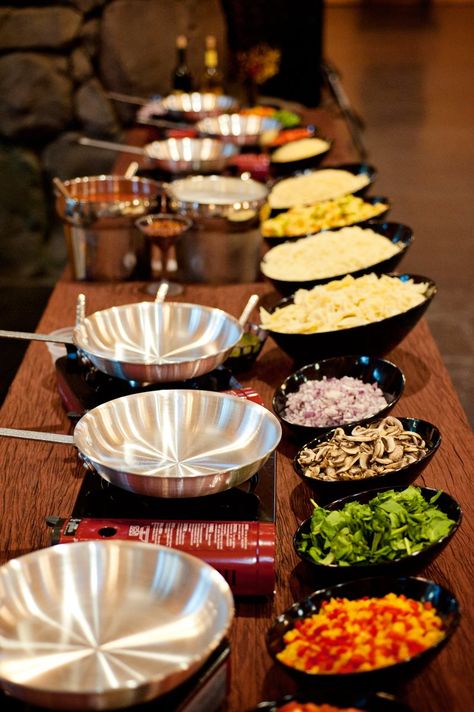 Our chefs will work their magic right in front of you with our pasta station! Catering Pasta Ideas, Pasta Station Ideas Parties, Live Pasta Station, Wedding Food Pasta Bar, Wedding Pasta Station, Pasta Party Buffet, Wedding Pasta Bar Buffet, Pasta Buffet Wedding, Pasta Bar Ideas Buffet Wedding