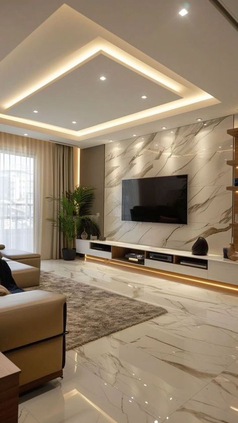 Interior Designs For Living Room, Sala Design Living Rooms, Up Ceiling Design, Home Ceiling Design Living Rooms, Interior Ceiling Design Living Room, Living Ceiling Design, Tv Lounge Ceiling Design, Ceiling Design Modern Living Room, Home Designs Interiors