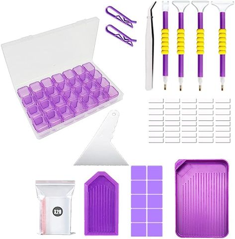 Amazon.com: 46PCS DIY Diamond Painting Tools and Accessories Kits Multiple Sizes Painting Pens for Adults to Make Diamond Art Craft Tweezers Glue Diamond Correction 28 Girds Storage Box Diamond Painting Tools, Painting Tool, Diy Tray, Diamond Pen, Painting Accessories, Pen Kits, Rhinestone Art, Diy Diamond Painting, Paint By Number Kits