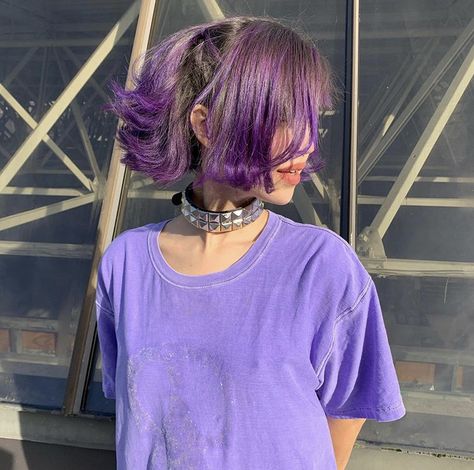 Purple Pixie Cut, Bright Purple Hair, Stella Fashion, Hair Dyer, Short Purple Hair, Purple Pixie, Dark Purple Hair, Wine Hair, Short Brown Hair