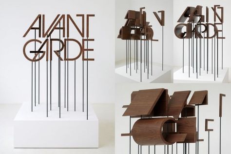 wooden typographic sculpture of the typeface Avant Garde (entitled Avantgarde) by artist Damien Roach Wood Typography, Herb Lubalin, Colossal Art, 3d Typography, Typographic Design, Typography Letters, Typography Inspiration, Typography Art, Exhibition Design