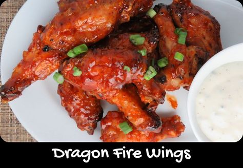 Sweet heat. And then some. I should’ve known I’d love these Dragon Fire wings so much that I would want more. Such a simple sauce but oh so addicting. Don’t let the sweetness of that first bite fool you. There’s heat coming and it’s coming fast. No question about it, Dragon Fire is easily one of my favorite wings of all time. Game Of Thrones Food, Fire Wings, Dragon Chicken, Fire Chicken, Dragon Wing, Chicken Wing Sauces, Dragon Fire, Wings Recipe, Sweet Heat