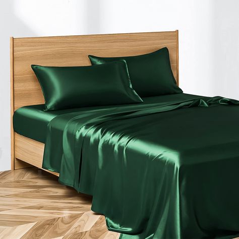 PRICES MAY VARY. 【Full Size Bed Sheets Set】 1 Flat Sheet: 81"x 96", 1 Fitted Sheet: 54"x 75" + 15" Deep Pocket, 2 Pillowcases: 20"x 30". 【Premium Satin Fabric】 The bed sheet is made of 100% satin polyester, with a smooth appearance and luxurious silky touch, breathable, and not stuffy. If you want a product that is durable and affordable, our satin full bed sheet is an ideal bedding product. 【Say Bye To Messy Hair】 Trouble with exploding hair when you wake up in the morning? Our 600 thread count Silky Bedding, Satin Bed, Sheets Bed, Queen Bed Sheets, King Bed Sheets, Queen Size Sheets, King Size Sheets, Satin Bedding, Satin Sheets