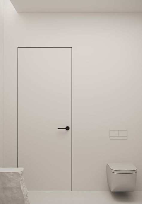 Modern Bathroom Door, Seamless Door, Minimal Door, Bathroom Door Design, Flat Furniture, Frameless Door, Corporate Office Design, Modern Villa Design, Door Design Interior