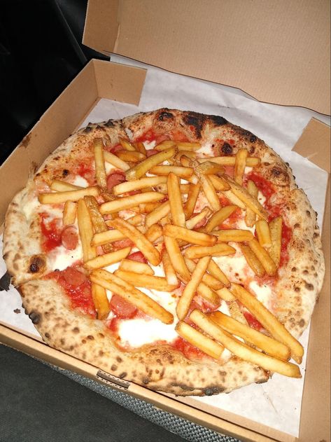 French Fry Pizza, Italian Pizza Toppings, Italian Fries, Wood Oven Pizza, Vienna Sausage, Manhattan Restaurants, Pizza Fries, Wood Burning Oven, Pineapple Pizza