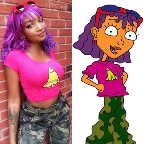 Rocket Cosplay, Power Cosplay, Funny Cosplay, Rocket Power, Plus Size Halloween Costume, Clever Halloween Costumes, Pretty Halloween, Purple Wig, Halloween Costume Outfits