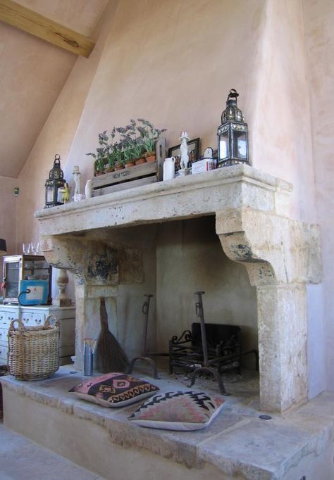 Example Of Completed Project - Wharton Antique Chimneypieces French Stone Fireplace, Fireplace Decorating, Rustic Stone Fireplace, Design Camino, French Fireplace, Fireplace Logs, Inglenook Fireplace, Diy Marble, Old Fireplace