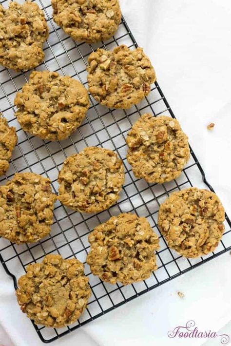 Maple Pecan Oatmeal Cookies | Foodtasia Maple Pecan Oatmeal Cookies, Maple Pecan Oatmeal, Pecan Oatmeal Cookies, Pecan Oatmeal, Eggless Cookies, Maple Cookies, Old Fashion Oats, Maple Pecan, Oatmeal Cookie Recipes