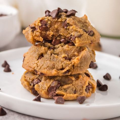 Chocolate Chip Chickpea Cookies Chickpea Cookies Vegan, Chocolate Chickpea Cookies, Chickpea Cookies Healthy, Chickpea Protein Cookies, Chickpea Cookies Chocolate Chip, Choclate Chip Cookie Recipe, Stevia Cookies, Cheap Vegan Meal Plan, Chocolate Chip Cookies Healthy