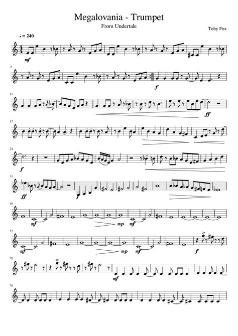 Megalovania (Trumpet) sheet music for Trumpet download free in PDF or MIDI Sheet Music For Trumpet, Songs To Play On Trumpet, Trumpet Sheet Music Popular Songs, Trumpet Songs, Trombone Aesthetic, Band Puns, Tenor Saxophone Sheet Music, Music Trumpet, Alto Saxophone Sheet Music