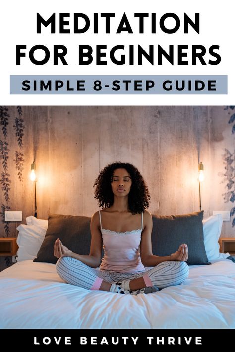 Start the ultimate wellness and self care practice today with this simple guide to meditation for beginners. A step-by-step beginner's guide to meditation, it brings mindfulness to your daily routine. Meditation has many physical, mental, emotional and spiritual health benefits for calm, focus, clarity and peace - it helps you to relax from stress too! Meditation books on the path to wellness too. #Meditation #MeditationForBeginners #Mindfulness #SelfCare #Wellness #GuidedMeditation #SelfLove Beginner Meditation, Guide To Meditation, Active Meditation, Inner Landscape, Zen Life, Meditation Tips, Practicing Self Love, Peace And Happiness, Mindset Tips