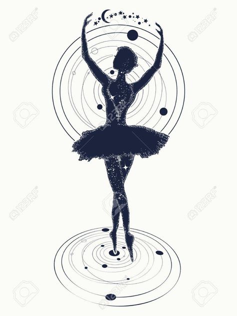 Ballet Tattoos, Ballerina Tattoo, Ballerina Sketch, Dancer Tattoo, Dance Tattoo, Ballet Painting, Saved Tattoo, Dancers Art, Space Tattoo