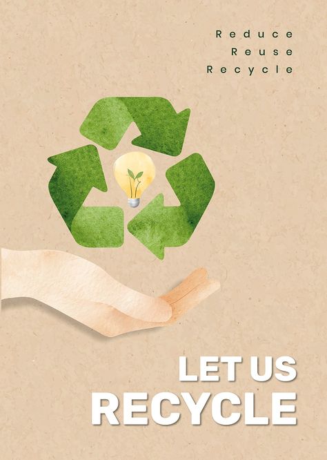 Editable environment poster template vector with let us recycle text in watercolor | premium image by rawpixel.com / Porpla mana Recycling Poster, Environmental Illustration, Environment Poster, Teen Posters, Environmental Posters, Event Poster Template, Recycle Symbol, Awareness Poster, Free Illustration Images