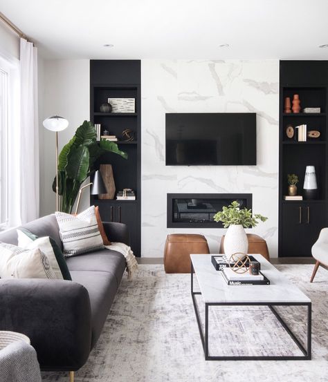 Warning: These 10 Black-and-White Living Room Ideas Are Downright Intoxicating | Hunker Leclair Decor, Interior Design Minimalist, Black And White Living Room, Modern Living Room Interior, White Living, White Living Room, Living Room White, Interior Modern, Living Room Inspo