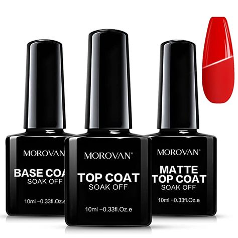 Amazon.com: Morovan 3PCS Top Coat & Base Coat 10ML No Wipe Gel Matte MirrorGel Nail Polish Base And Top Coat Quick Dry Long Lasting Gloss Clear Resin Polish Nail Art Glue LED Lamp Needed For Home And Salon Use : Beauty & Personal Care Women Salon, Base Coat Nail Polish, Top Coat Nail Polish, Coat Set, Nail Art At Home, Gel Top Coat, Velvet Matte, Clear Resin, Base Coat