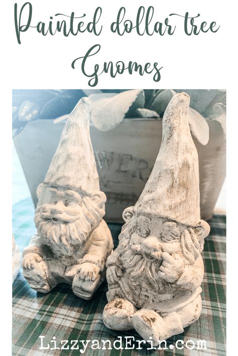 Painted Dollar Tree Gnomes – Lizzy & Erin Yard Art From Junk Repurposing, Dollar Tree Gnomes, Yard Art From Junk, Concrete Flowers, Tree Gnomes, Dollar Tree Vases, Yard Art Crafts, Tree Projects, Gnome Doll