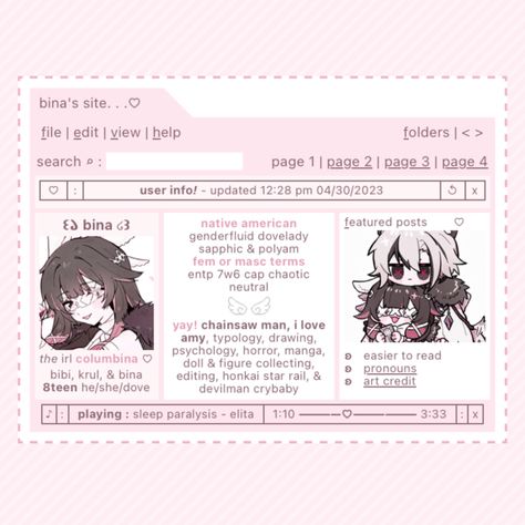 url is mobius.carrd.co ʚ♡ɞ all art is by kyou_039 on twt Study Planner Free, Graphic Design Character, Template Cute, Character Sheet Template, Cute Website, Chaotic Neutral, Sheet Template, Notion Template, Web Graphic Design