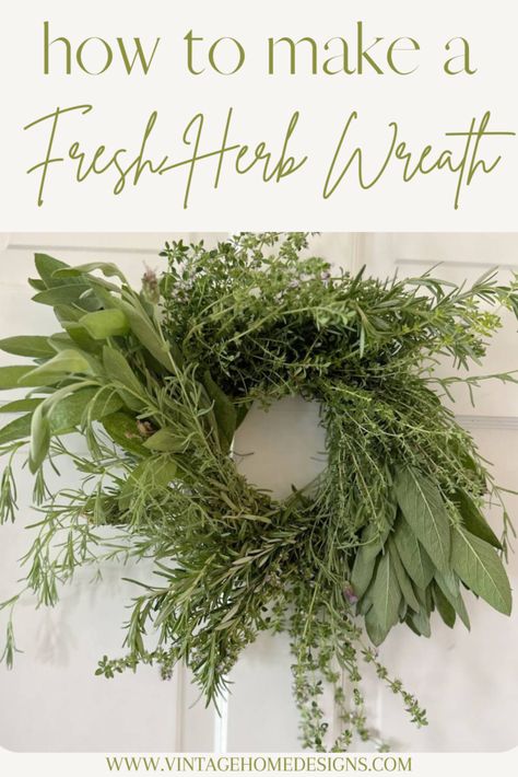 Rosemary Wreath Diy, Thyme Wreath, Herb Wreath, Small Herb Gardens, Simple Wreath, Fresh Wreath, Grow Herbs, Wire Wreath Forms, Easy Diy Christmas Gifts