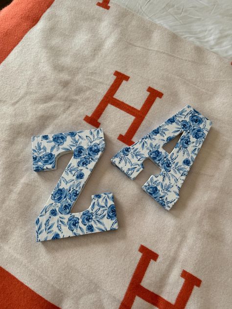 Modge Podge Letters, Floral Sorority Paddles, Blue Sorority Letters, Blue Paddle Sorority, Sorority Craft Ideas, Sorority Letter Ideas, Painted Sorority Letters Wooden, Wood Letters Decorated Painted, Big Little Hint Ideas