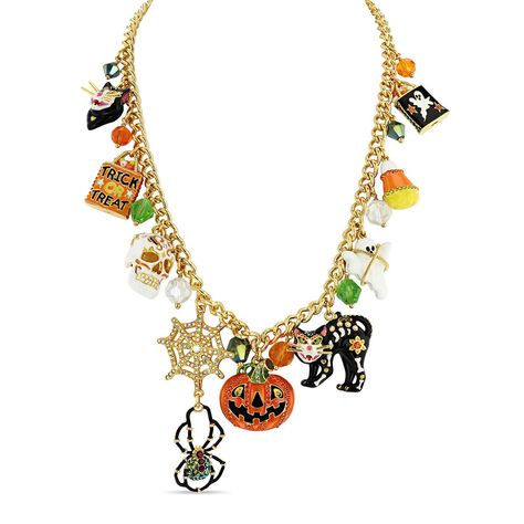 Trick or Treat - Halloween Multi Charm Necklace Web Spider, Halloween Necklace, Halloween Charms, Fall Jewelry, Halloween Jewelry, Adjustable Necklace, Spider Web, Halloween Treats, Favorite Holiday