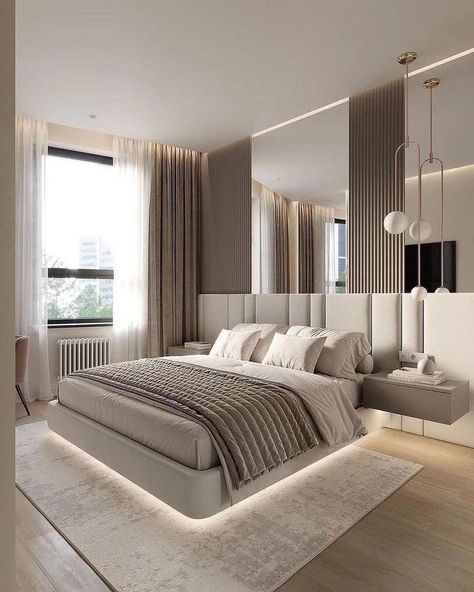 Aesthetic Monochromatic Bedroom Goals Stylish Master Bedrooms, Upholstered Wall Panels, Luxe Bedroom, Sophisticated Bedroom, Luxury Bedroom Master, Home Design Living Room, Elegant Bedroom, Trendy Home, Master Bedrooms Decor