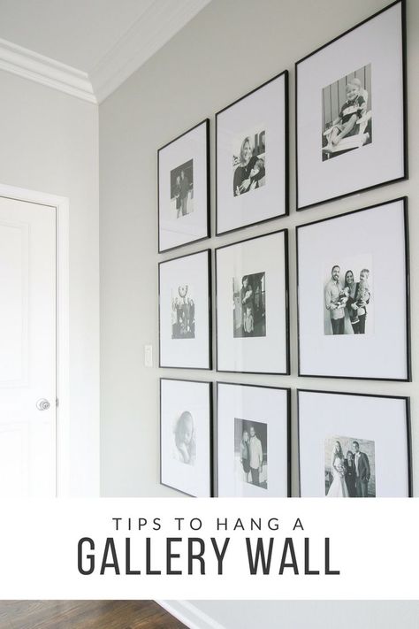 Wall Collage Photo Ideas, Gallery Wall Over Table, Symmetrical Photo Wall, Large Picture Frame Ideas Living Room, Gallery Wall Dining Table, Photo Wall Grid, Long Hallway Picture Wall Ideas, Gallery Wall Above Sideboard, Wall Collage Hallway