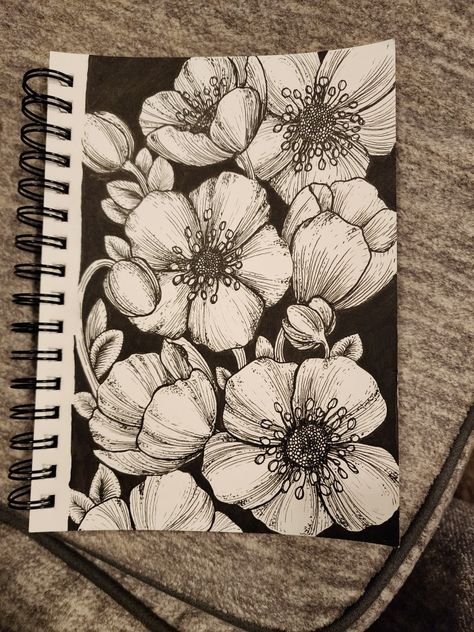 Fine line, flowers, ink drawing, Faber Castell Fineline Flowers, Sketches Of Flowers, Fineliner Drawing, Flower Sketch, Artist Pens, Flower Sketches, Faber Castell, A Drawing, Doodles