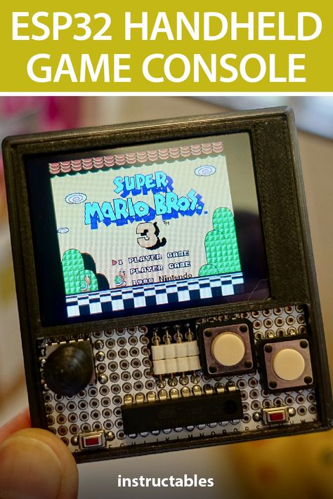 Use an ESP32 and ATtiny861 to build an NES emulator game console. #Instructables #electronics #technology #gaming #videogame #Nintendo Diy Game Console, Arduino Display, Retro Pi, Technology Quotes, Robotics Projects, Handheld Game Console, Retro Gadgets, Maker Project, Electronics Projects Diy